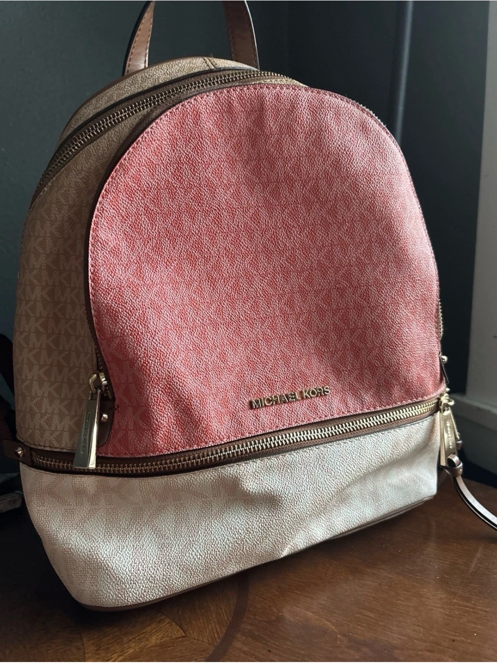 Michael Kors Rhea medium backpack Tea Rose HTF color